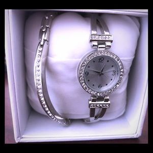 Silver watch and bracelet